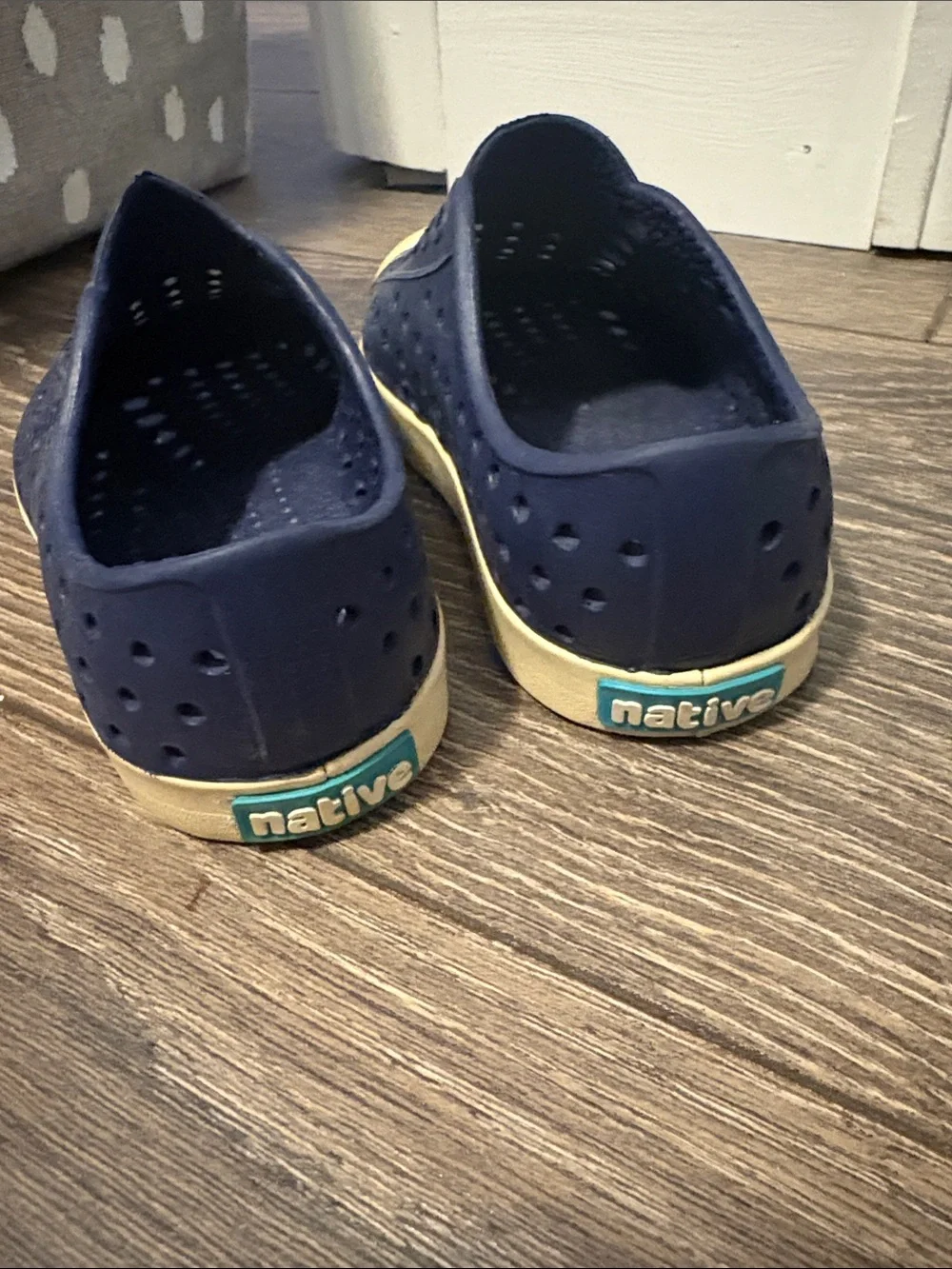 Native Kids Navy Water Shoes with Cream Toe Caps
